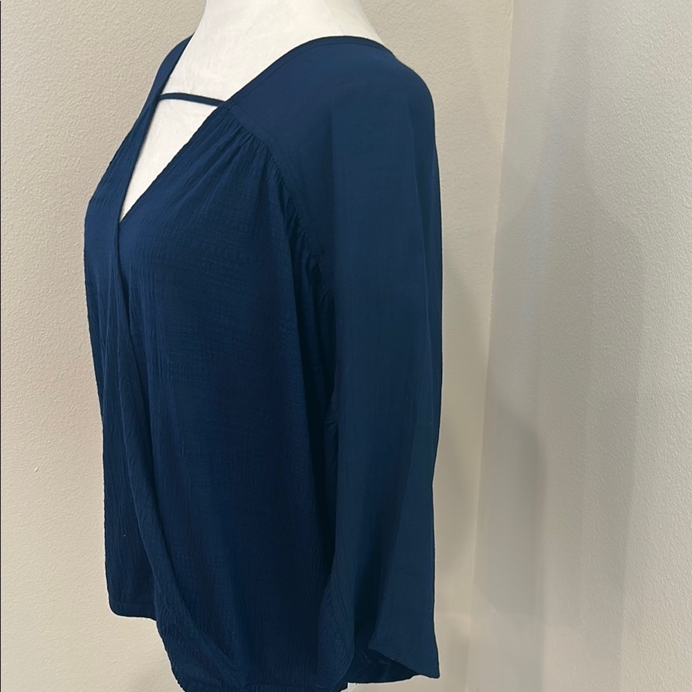 a.n.a Deep Blue V-Neck Blouse - Picture 6 of 9